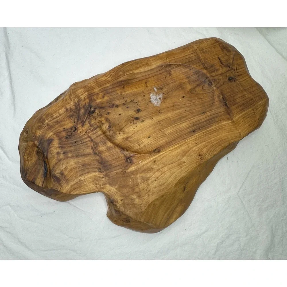 Burl Wood tree Root Bowl Tray Signed COA Free Form Live Edge Lg 10